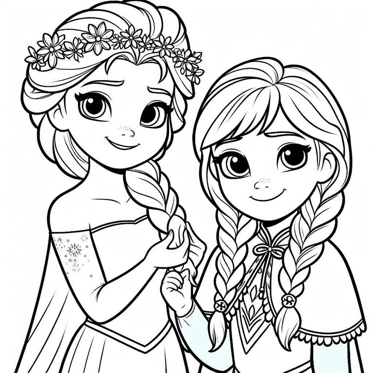 Desenhos de Desenhar Elsa e Anna imprimir para colorir
