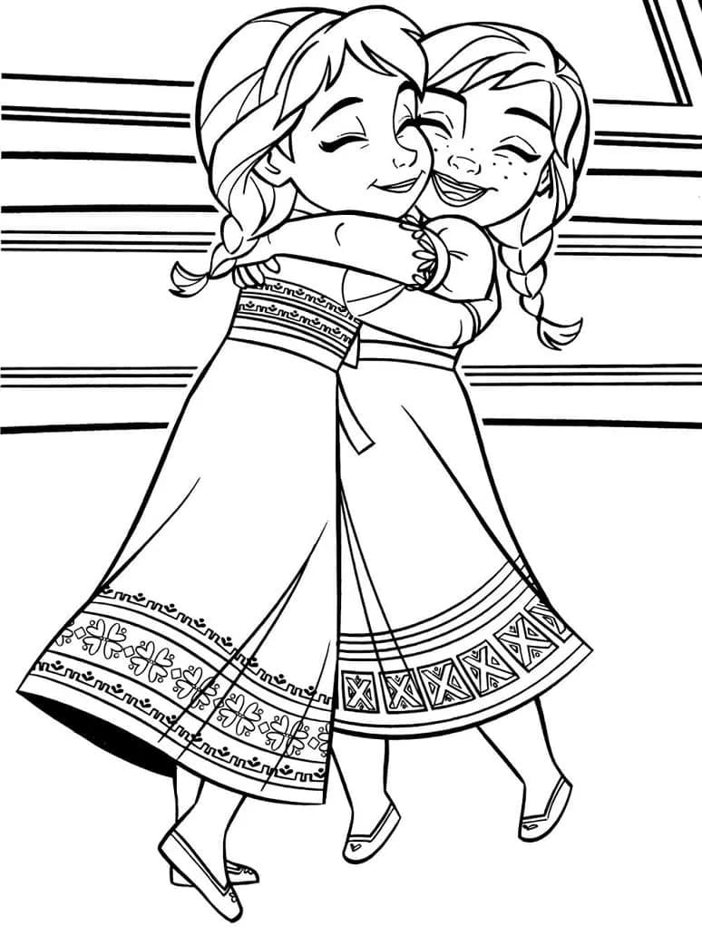 Desenhos de Desenhar Elsa e Anna para crianças para colorir