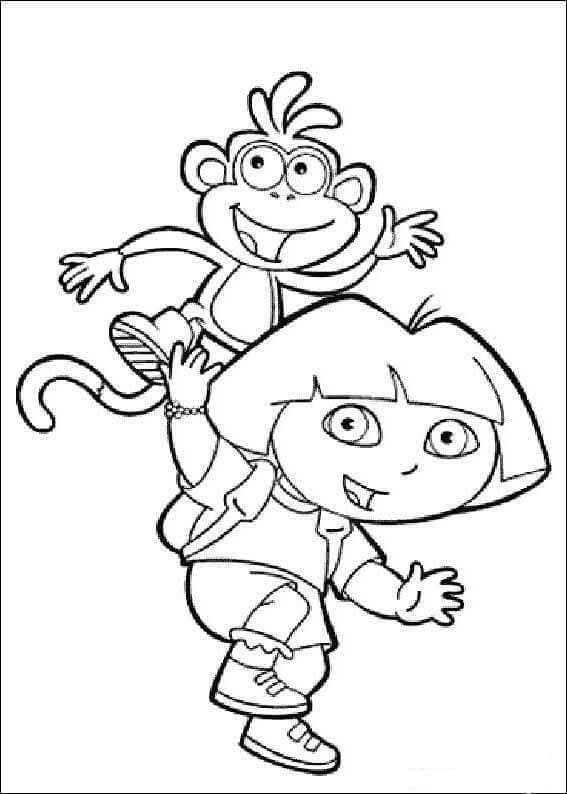 Desenhos de Desenhar Melhor Amiga Dora e Boots para colorir