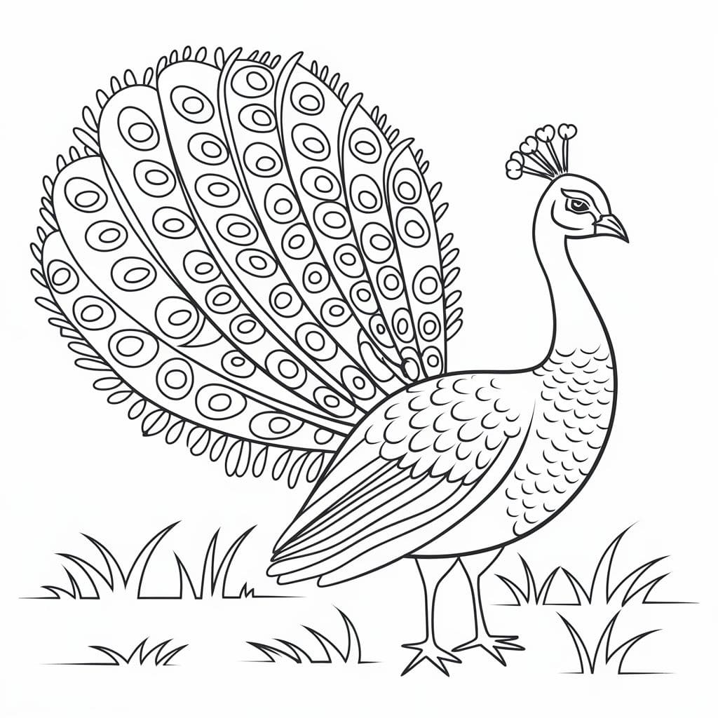 Desenhos de Desenhar pavão fácil para crianças para colorir