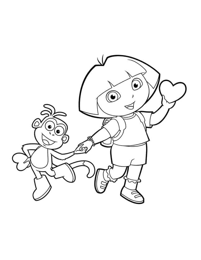 Desenhos de Desenhe Boots e Dora para colorir