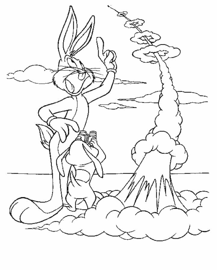 Desenhos de Desenhe Bugs Bunny e o Foguete para colorir