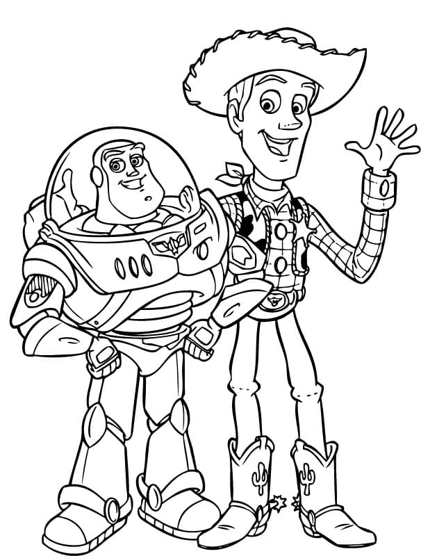 Desenhe Buzz e Woody para colorir