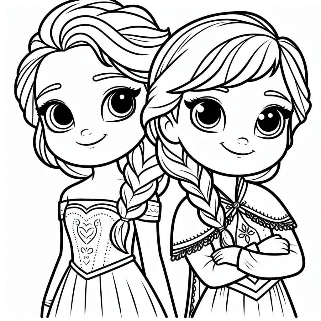 Desenhos de Desenhe Elsa e Anna 2 para colorir
