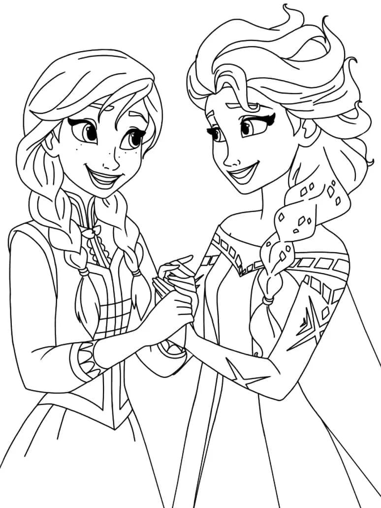 Desenhos de Desenhe Elsa e Anna 4 para colorir