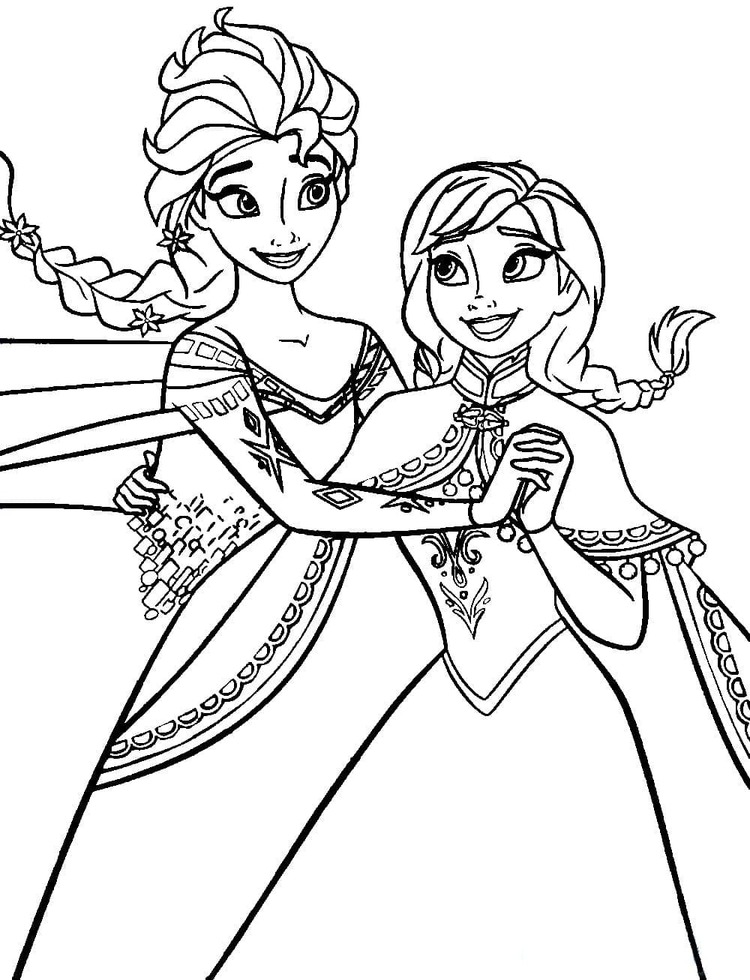 Desenhos de Desenhe Elsa e Anna 5 para colorir