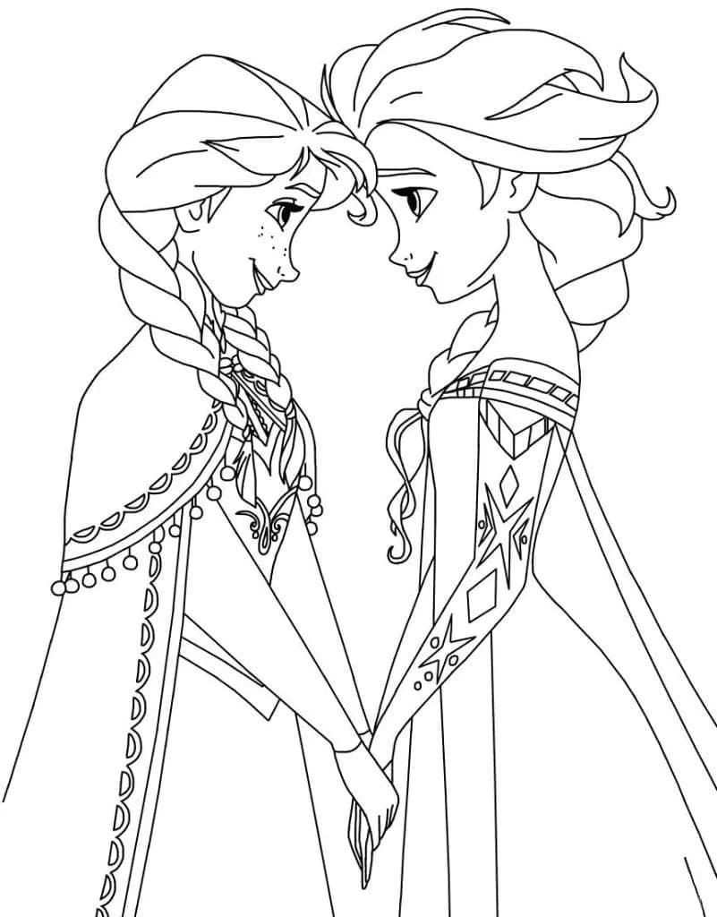 Desenhos de Desenhe Elsa e Anna 6 para colorir