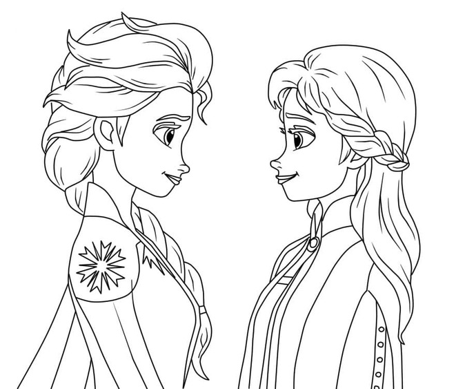 Desenhos de Desenhe Elsa e Anna básico para colorir