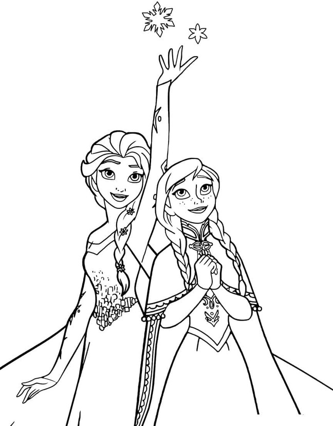Desenhos de Desenhe Elsa e Anna para imprimir para colorir