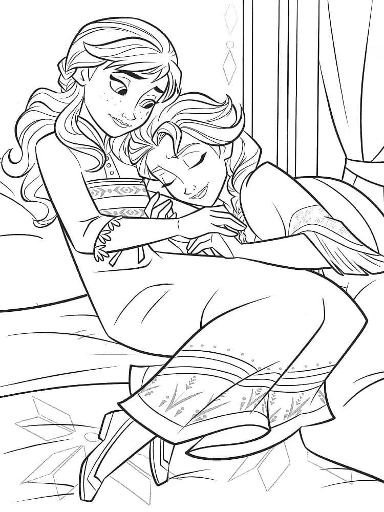 Desenhos de Desenhe a imagem de Elsa e Anna para colorir