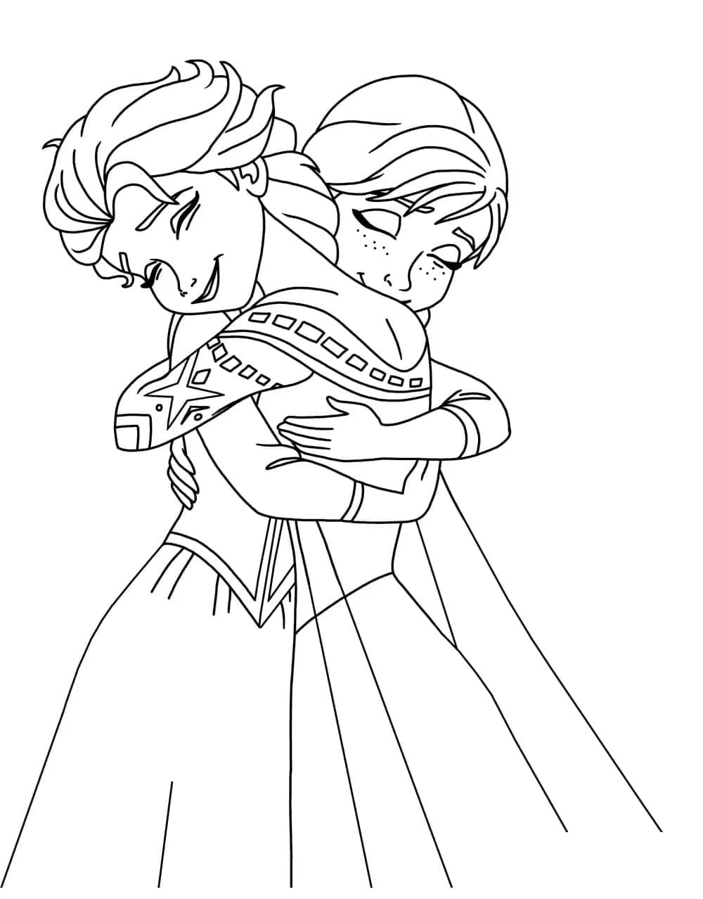Desenhos de Desenhe o amor de Elsa e Anna para colorir