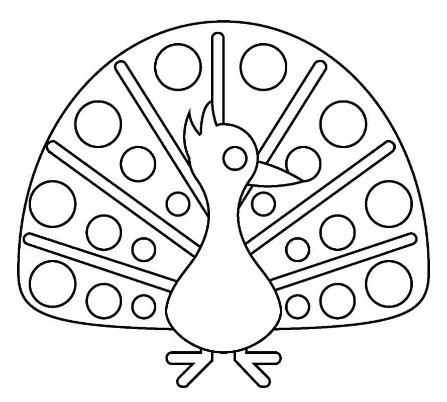 Desenhos de Desenhe pavão básico para crianças para colorir