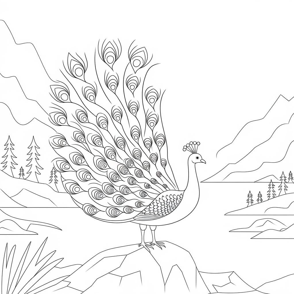 Desenhos de Desenhe pavão bonito para colorir