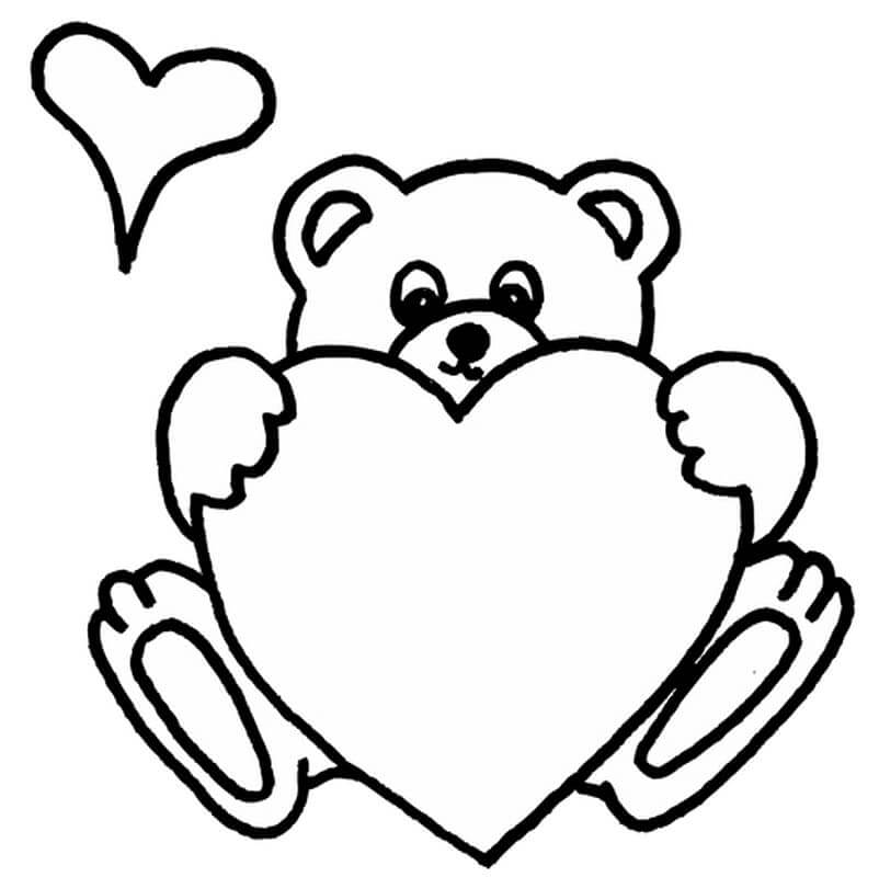 Desenhos de Desenho de Urso com Coração para colorir