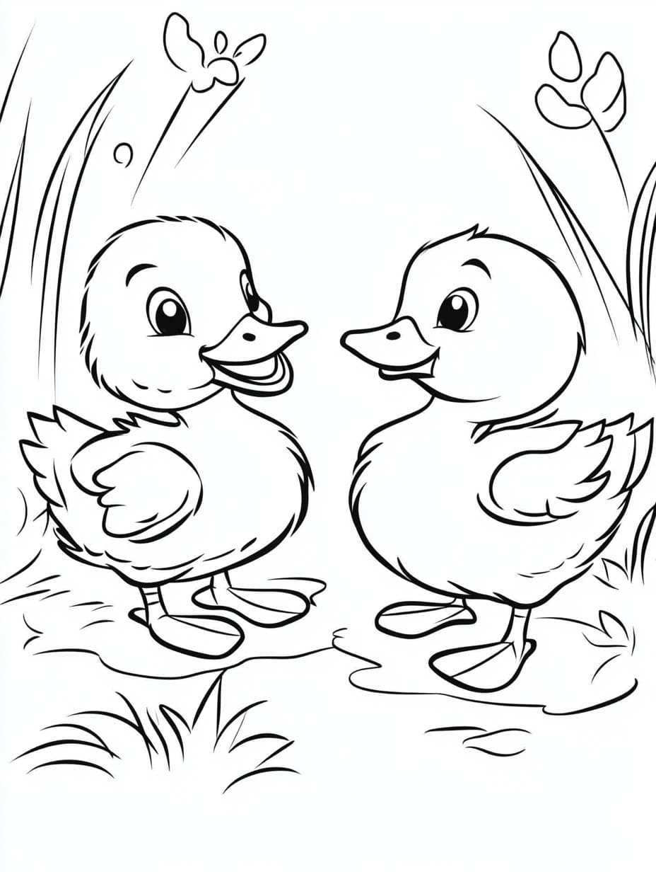 Desenhos de Dois Pato fofos para colorir