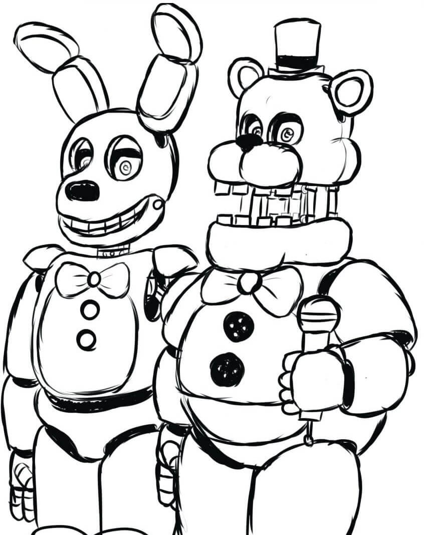 Desenhos de Freddy e Bonnie FNAF para colorir