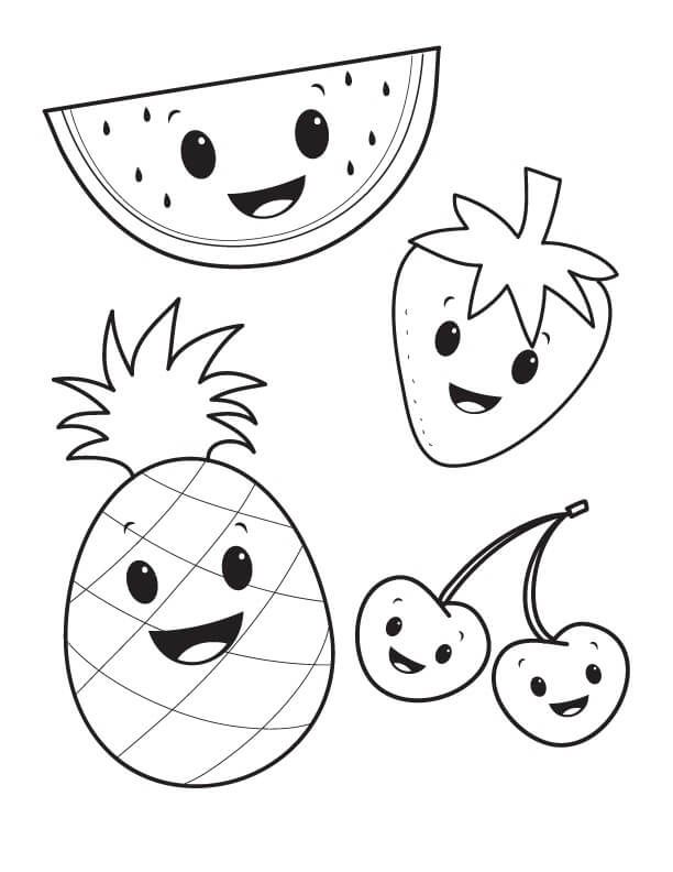 Desenhos de Frutas Adoráveis para colorir