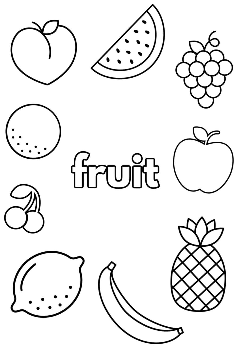 Desenhos de Frutas Básicas para colorir