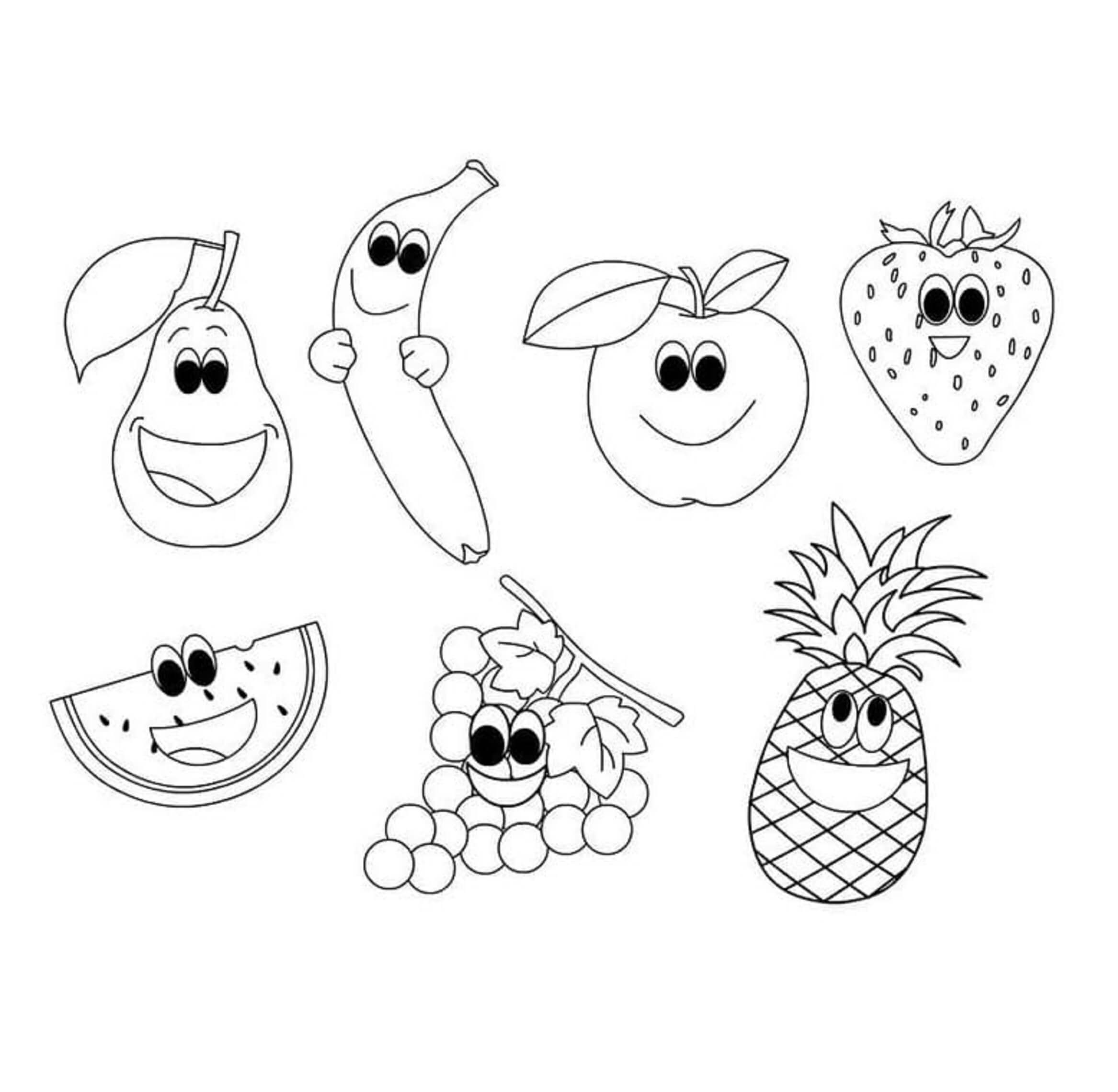 Desenhos de Frutas Engraçadas para colorir