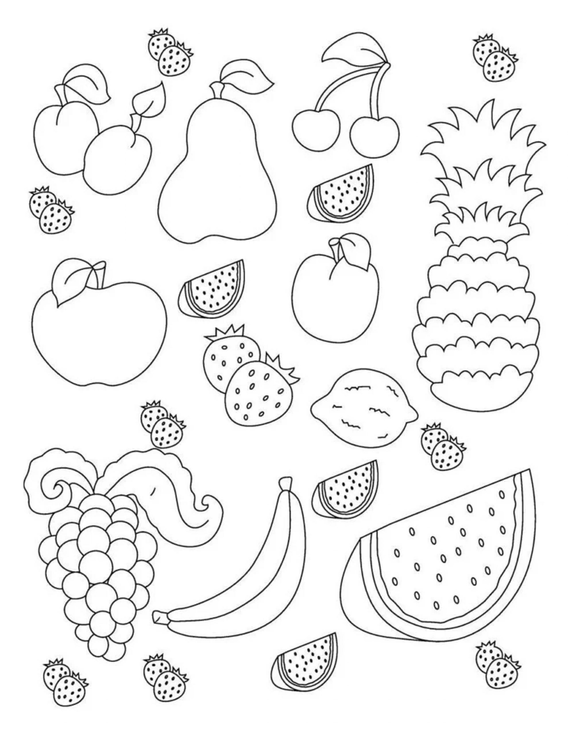 Desenhos de Frutas Imprimíveis para colorir