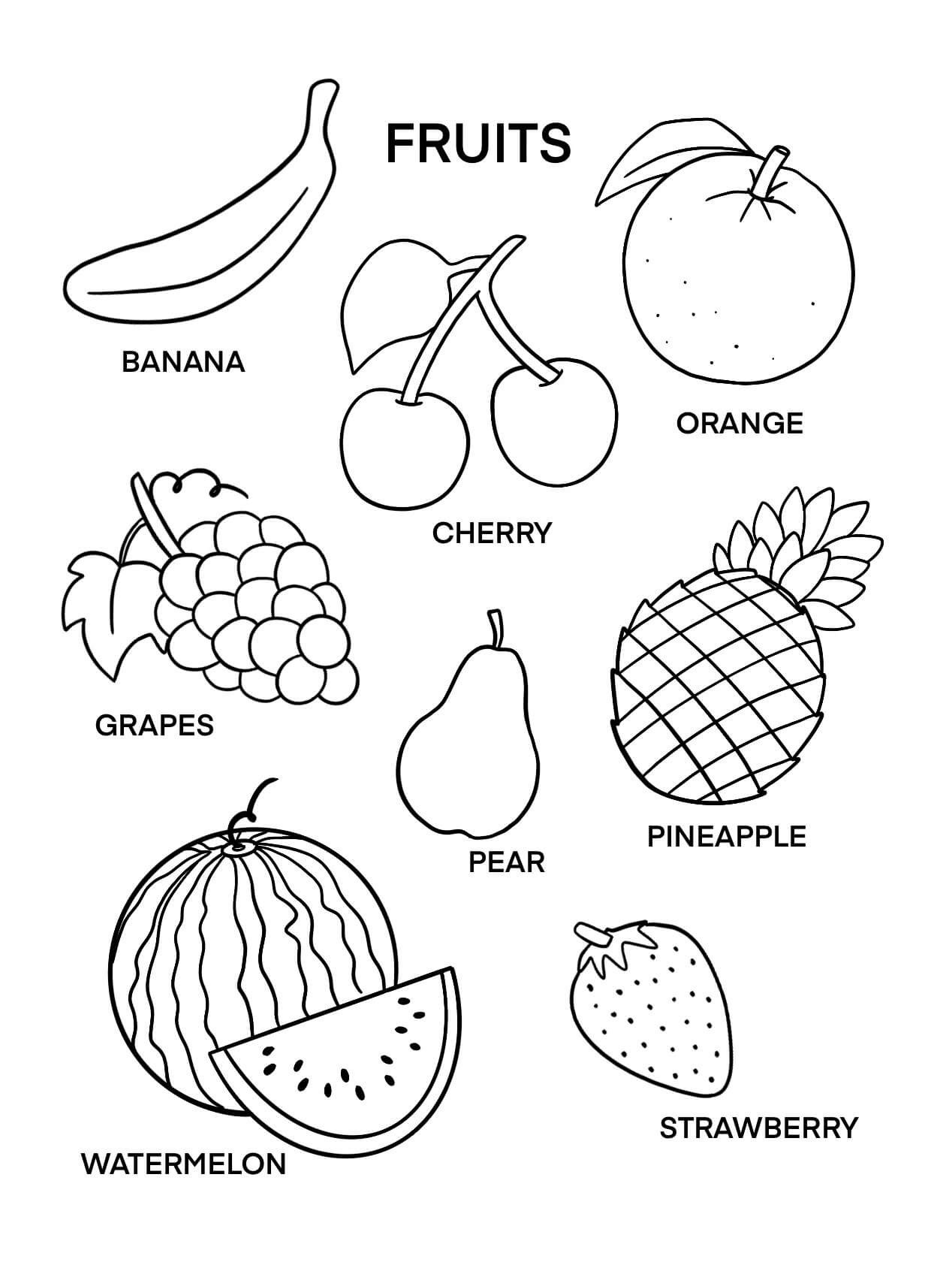 Frutas Simples para colorir