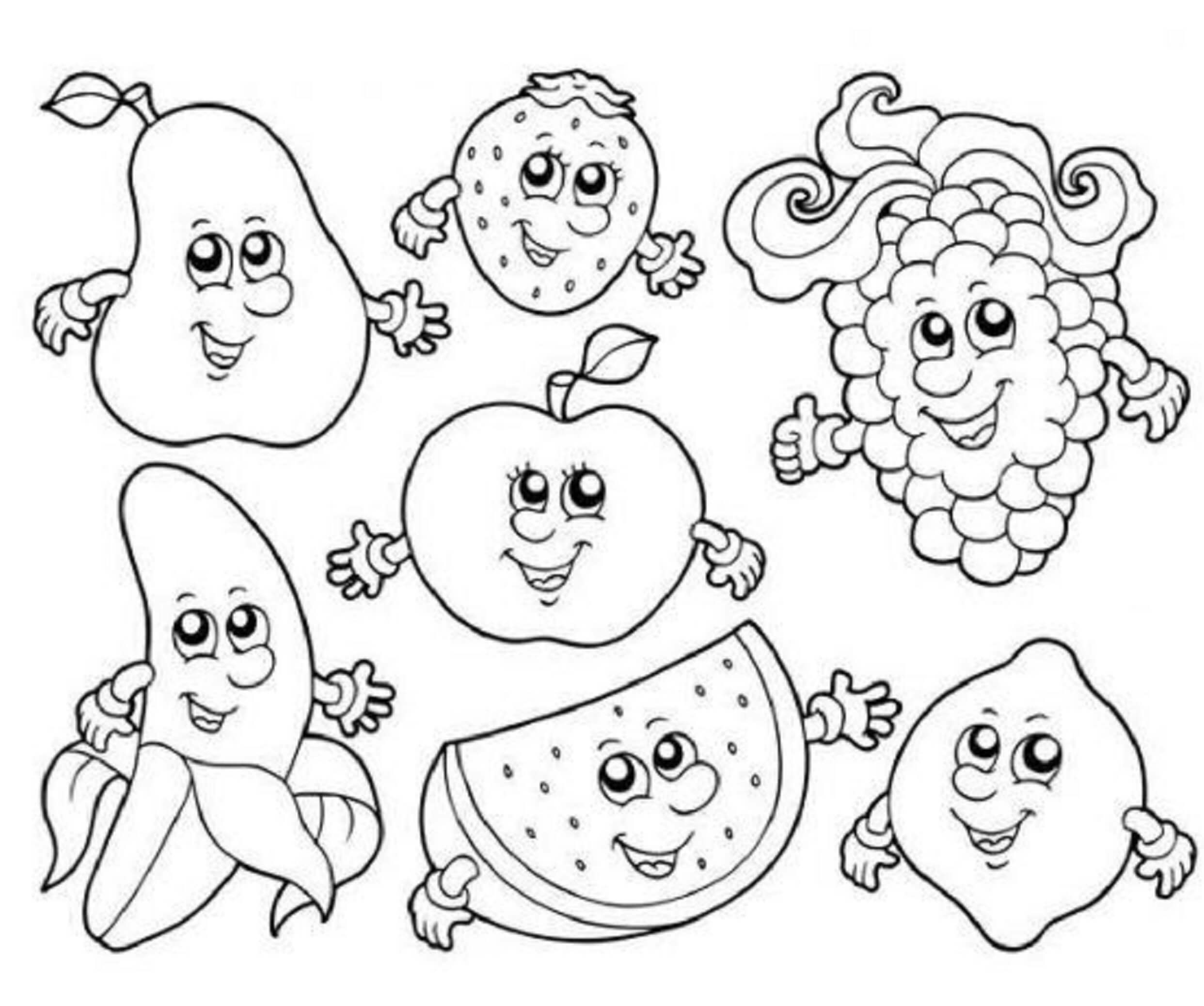 Desenhos de Frutas de Desenhos Animados Agradáveis para colorir