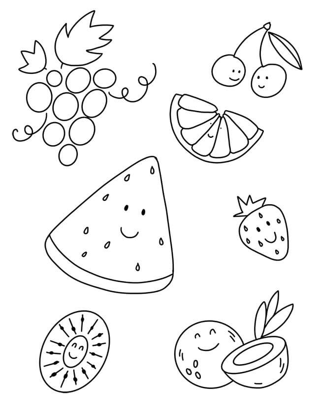 Desenhos de Frutas de Verão dos Desenhos Animados para colorir