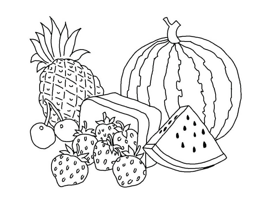 Desenhos de Frutas de verão para colorir