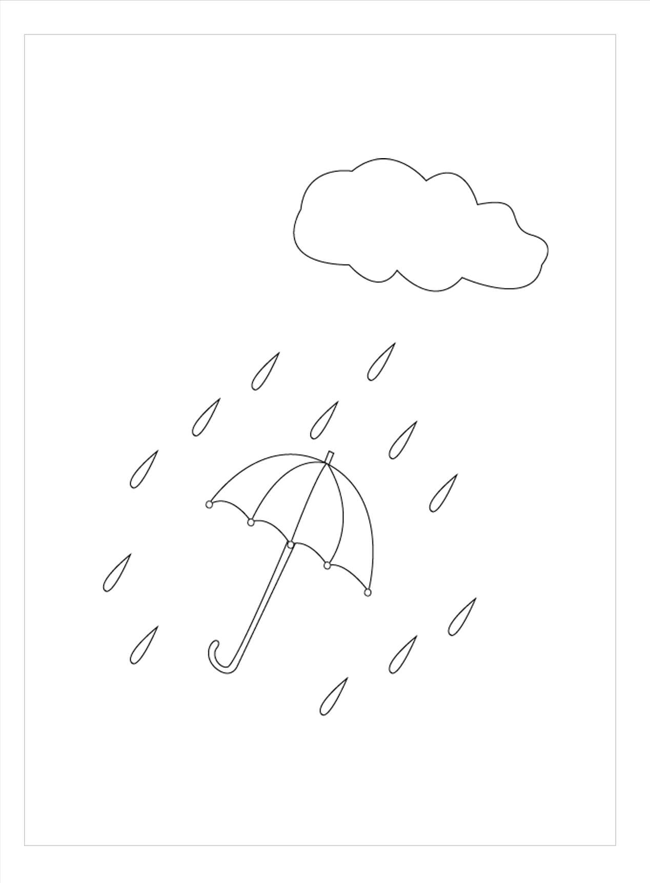 Desenhos de Guarda-Chuva na Chuva para colorir