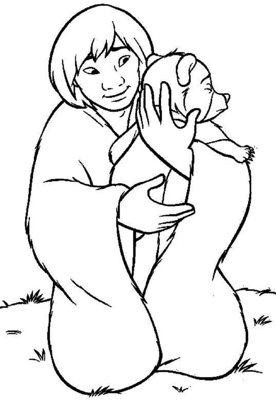 Desenhos de Homem Abraçando Urso para colorir
