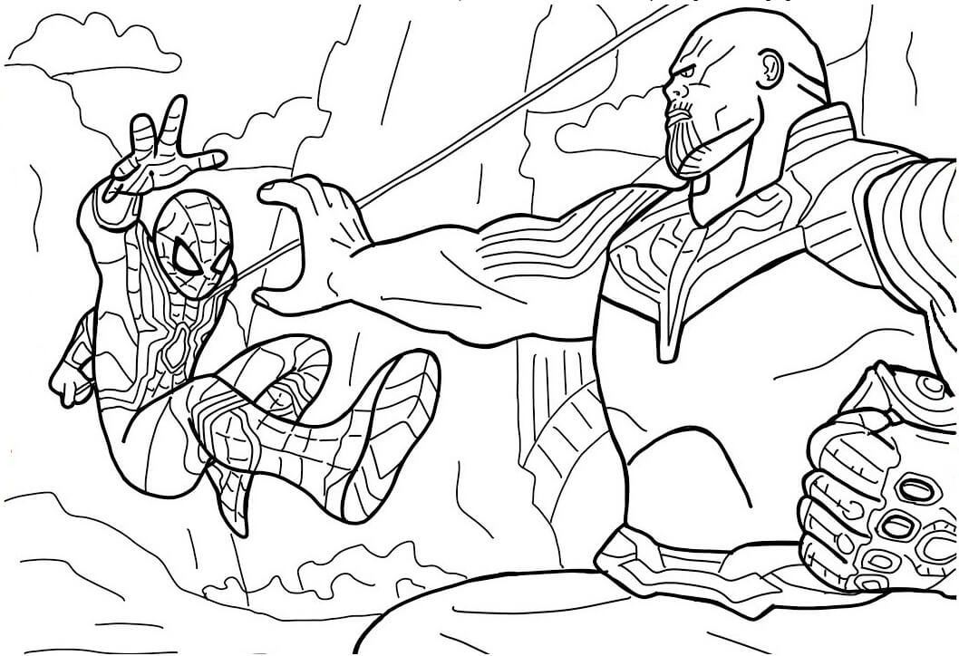 Homem-Aranha Vs Thanos para colorir