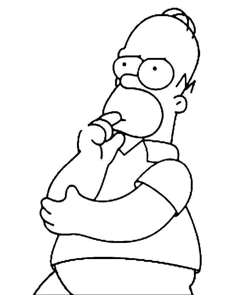 Desenhos de Homer Simpson Pensando para colorir