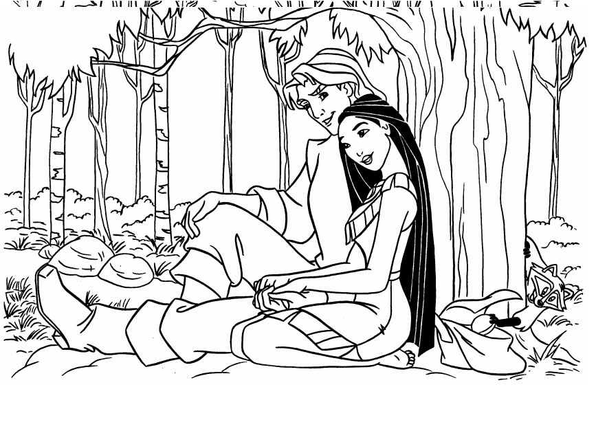 Desenhos de John e Pocahontas para colorir