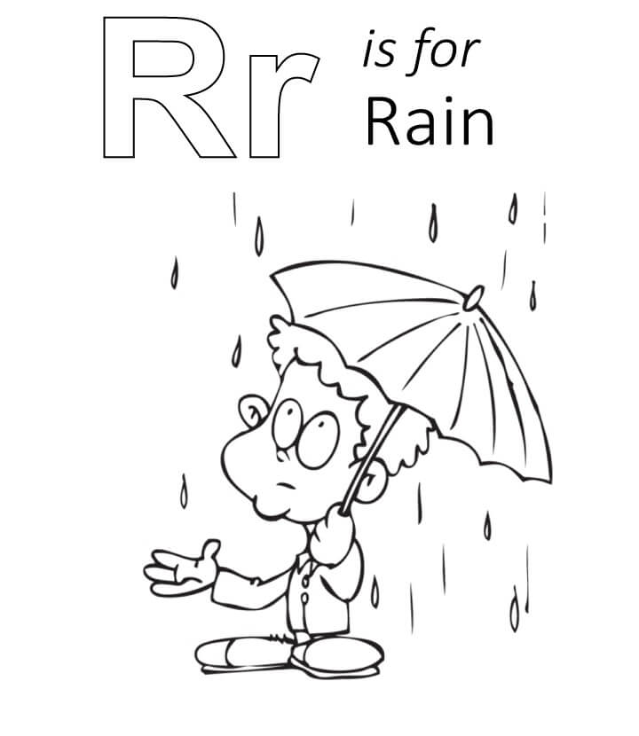 Desenhos de Letra R é para Chuva para colorir