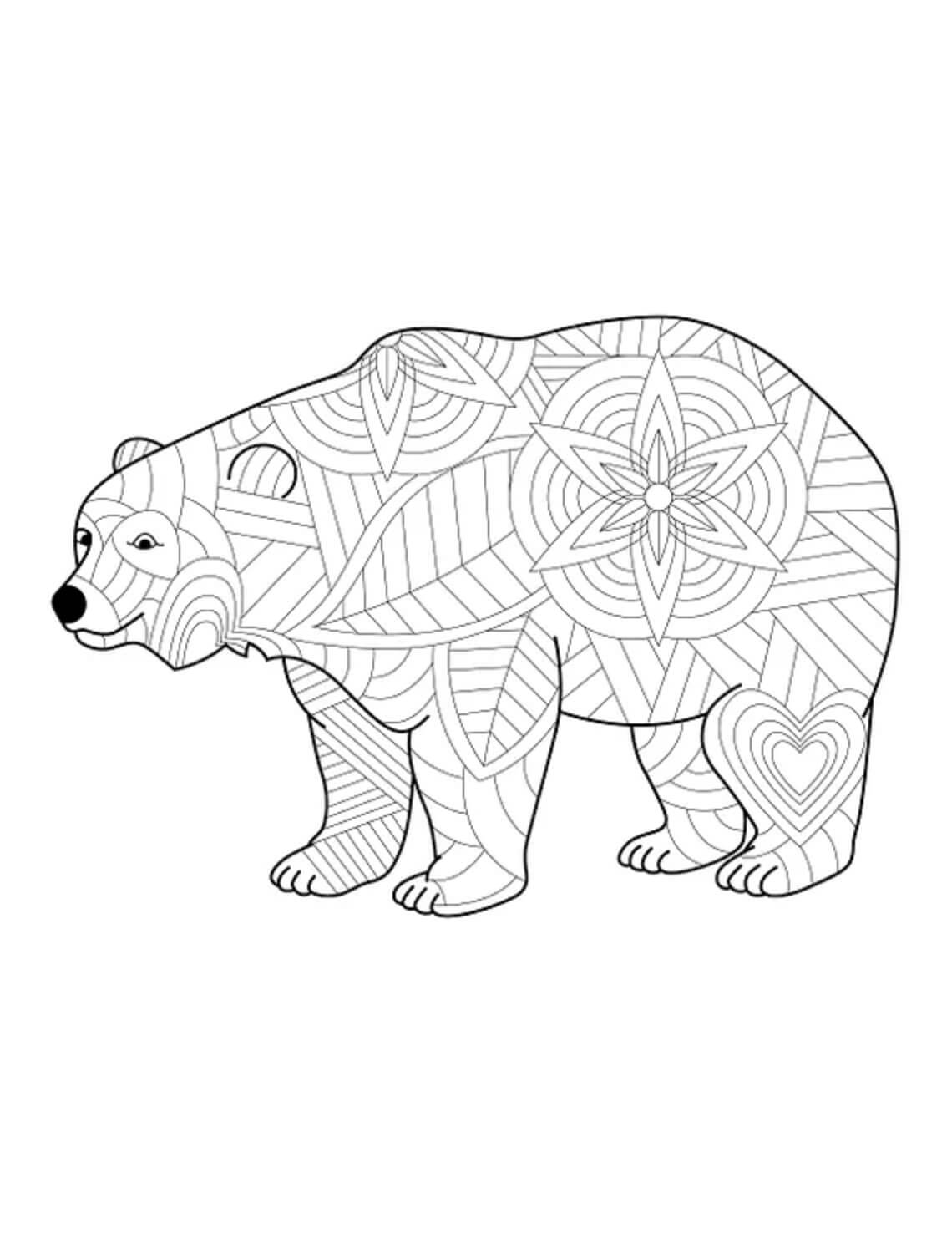 Desenhos de Mandala do Urso Polar para colorir