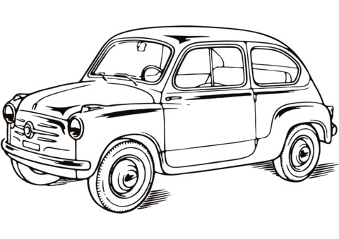 O Fiat 600 para colorir
