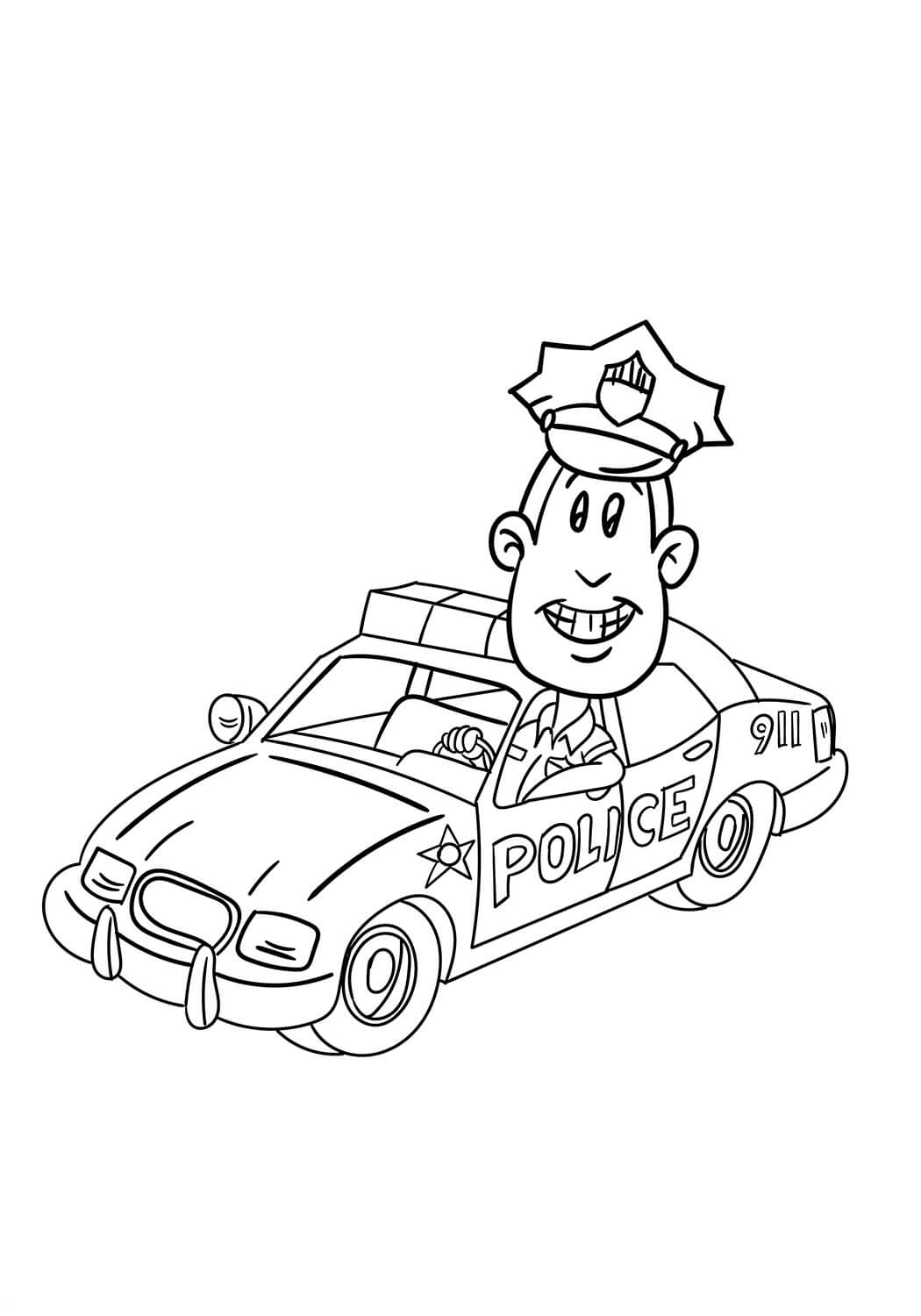 Desenhos de O Policial no Carro para colorir