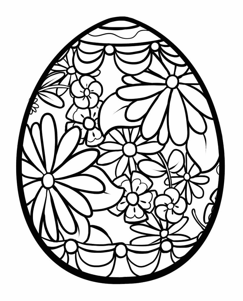 Desenhos de Ovo de Flores para colorir