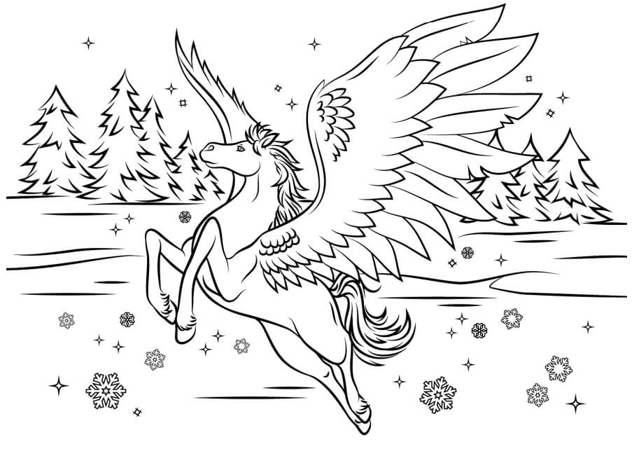 Desenhos de Pegasus no Inverno para colorir