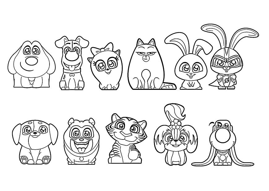 Personagens Fofinhos da vida Secreta dos Animais de Estimação para colorir