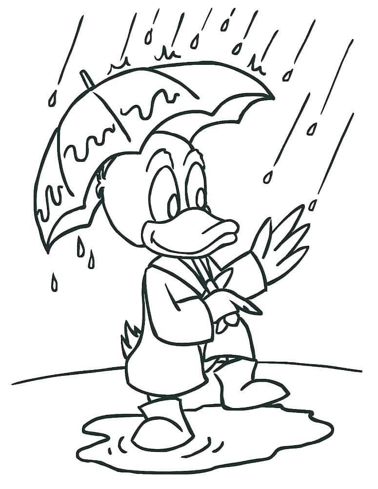 Sorriso de Pato Parado na Chuva para colorir