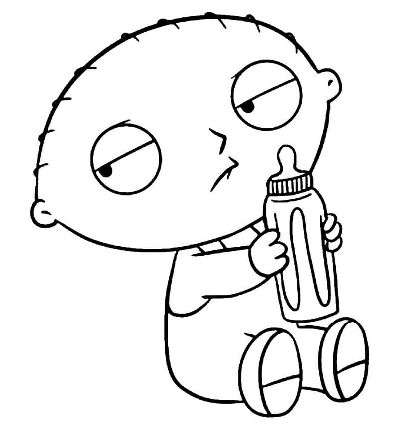 Desenhos de Stewie com Garrafa de Leite para colorir