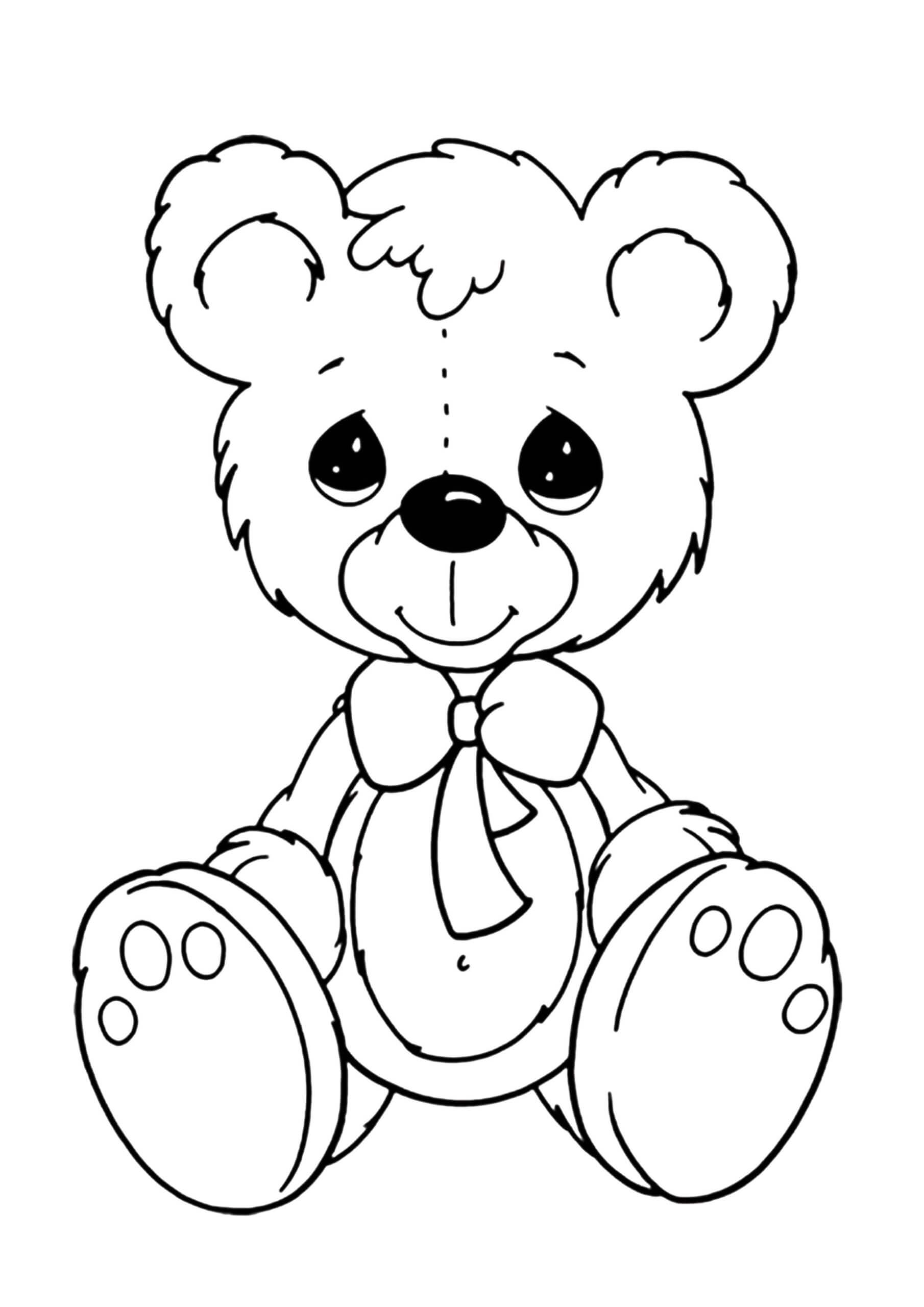 Desenhos de Urso de Pelúcia Sentado para colorir