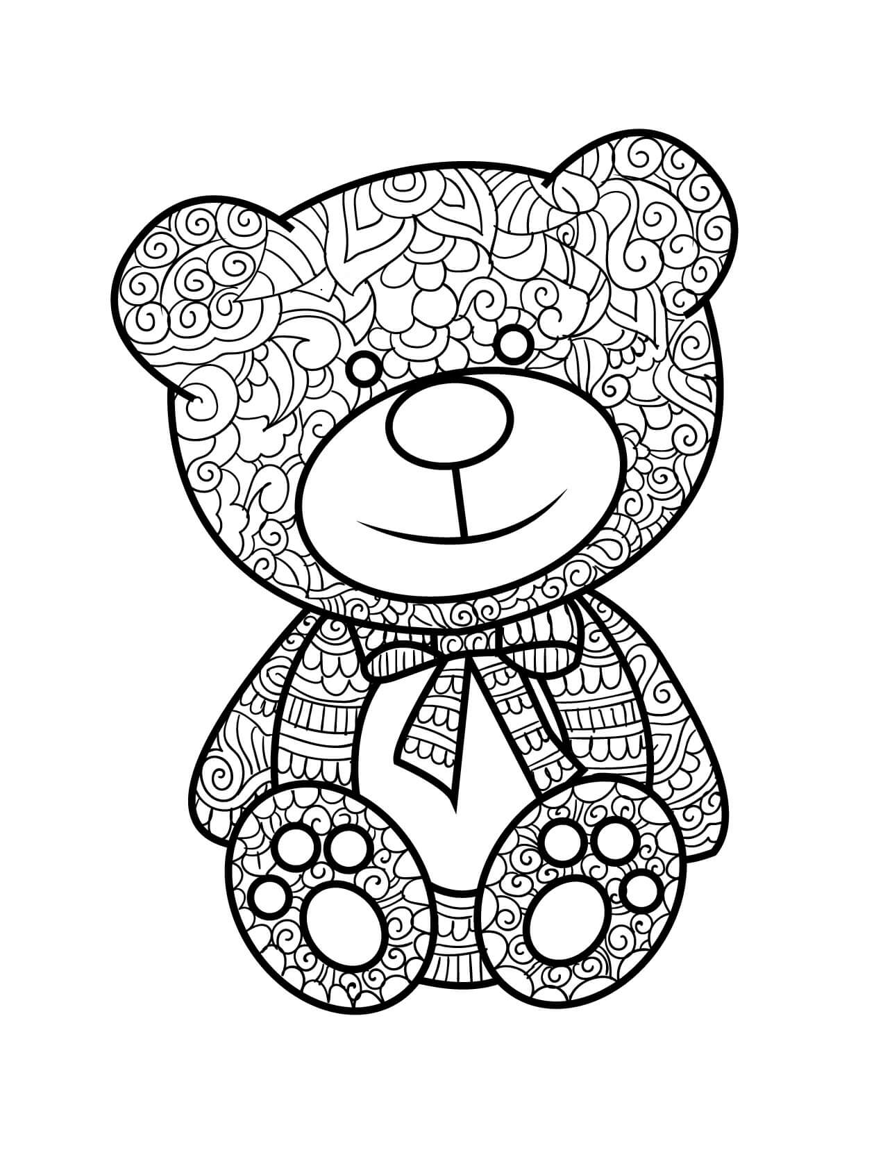 Desenhos de Urso de Pelúcia Zentangle para colorir