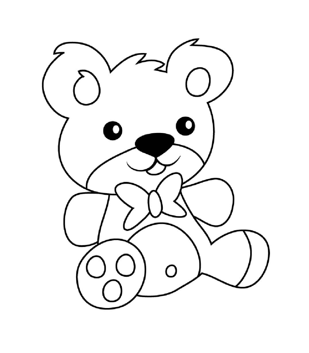 Urso de Pelúcia com Laço para colorir