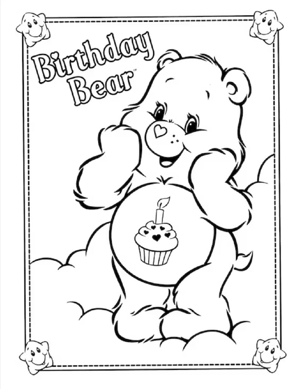 Urso na Festa de Aniversário para colorir