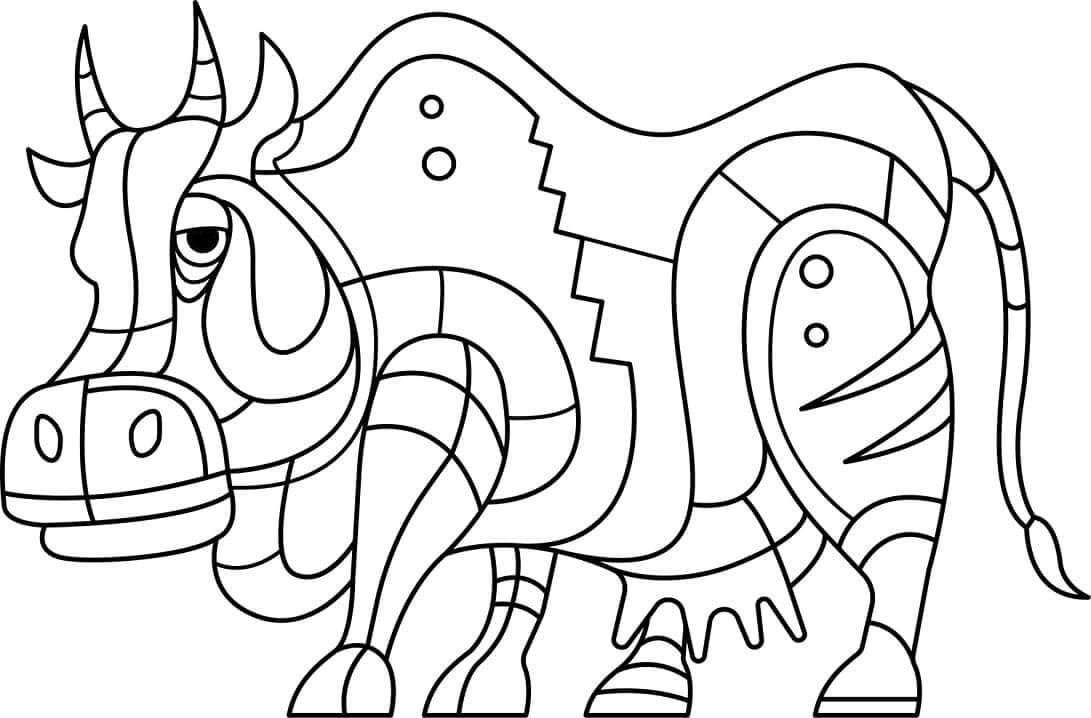 Desenhos de Vaca Abstracta para colorir