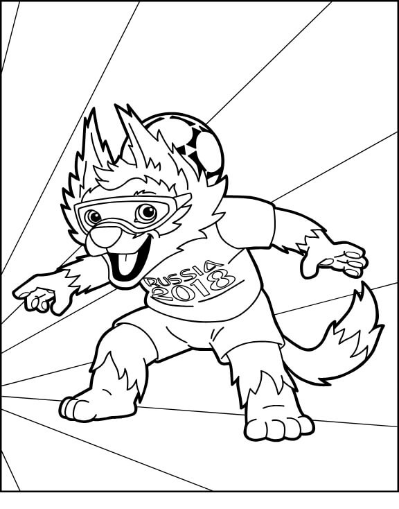 Desenhos de Zabivaka Brincando com Bola para colorir