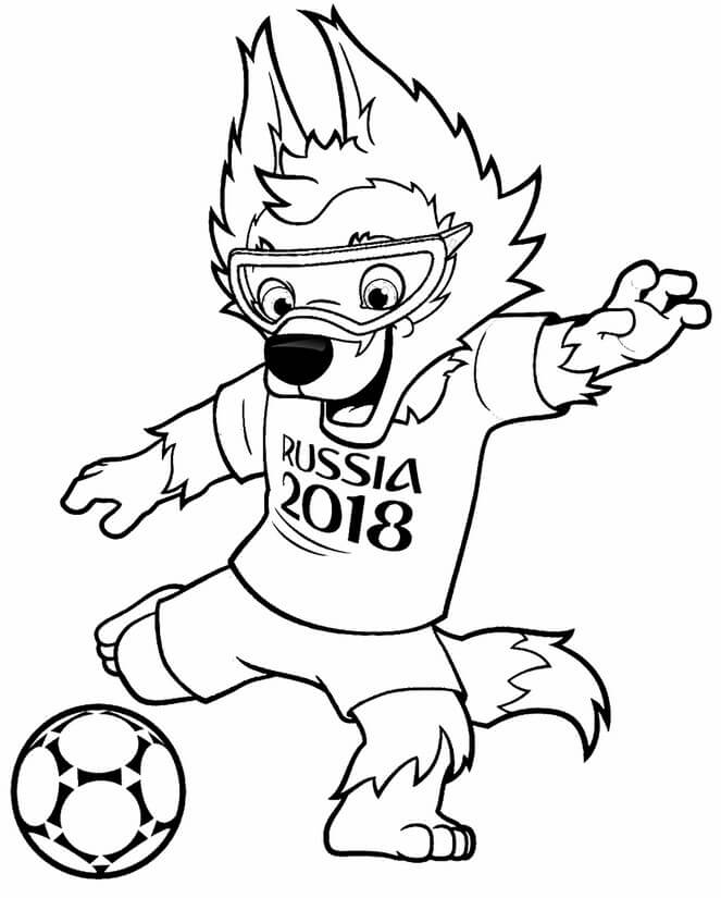 Zabivaka da Copa do Mundo 2018 para colorir