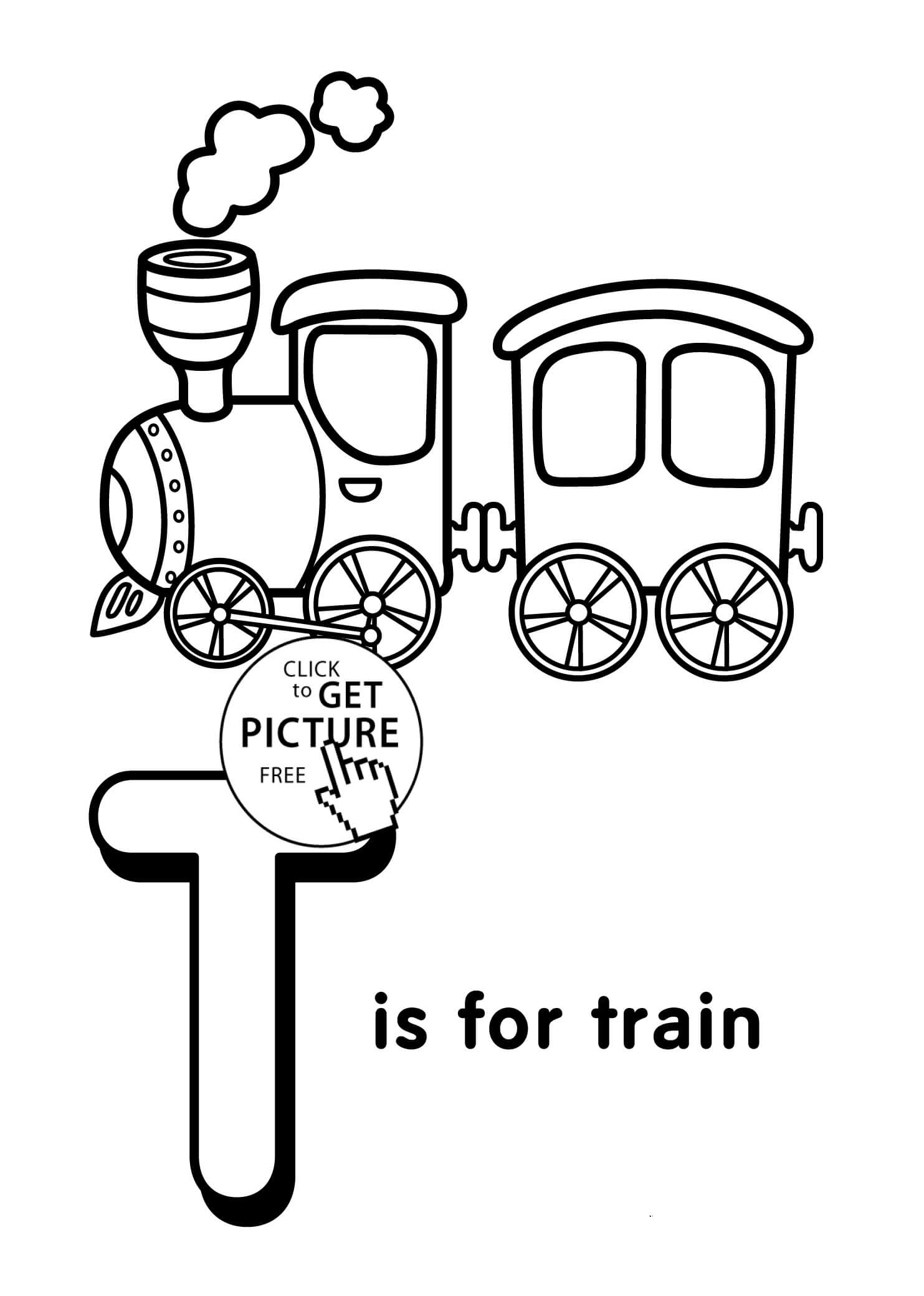 Desenhos de A letra T é para Trem para colorir